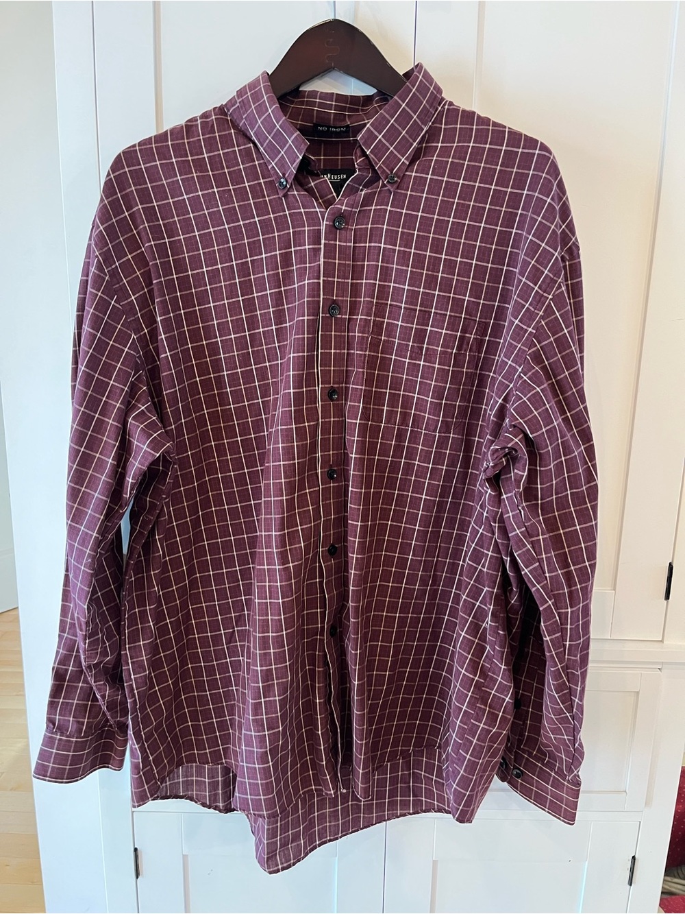 Van Heusen Burgundy Windowpane Button-Down Shirt